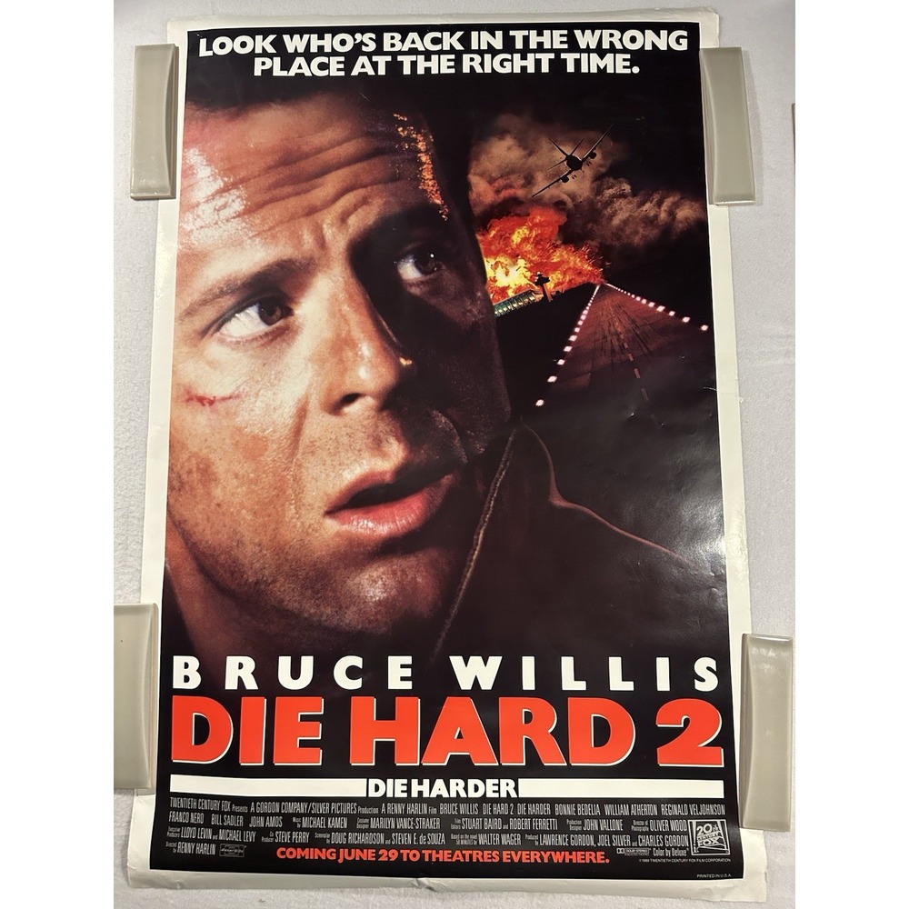 Die Hard 2 Die Harder - Original Movie Poster  27x40 1990 Bruce Willis 2 Sided